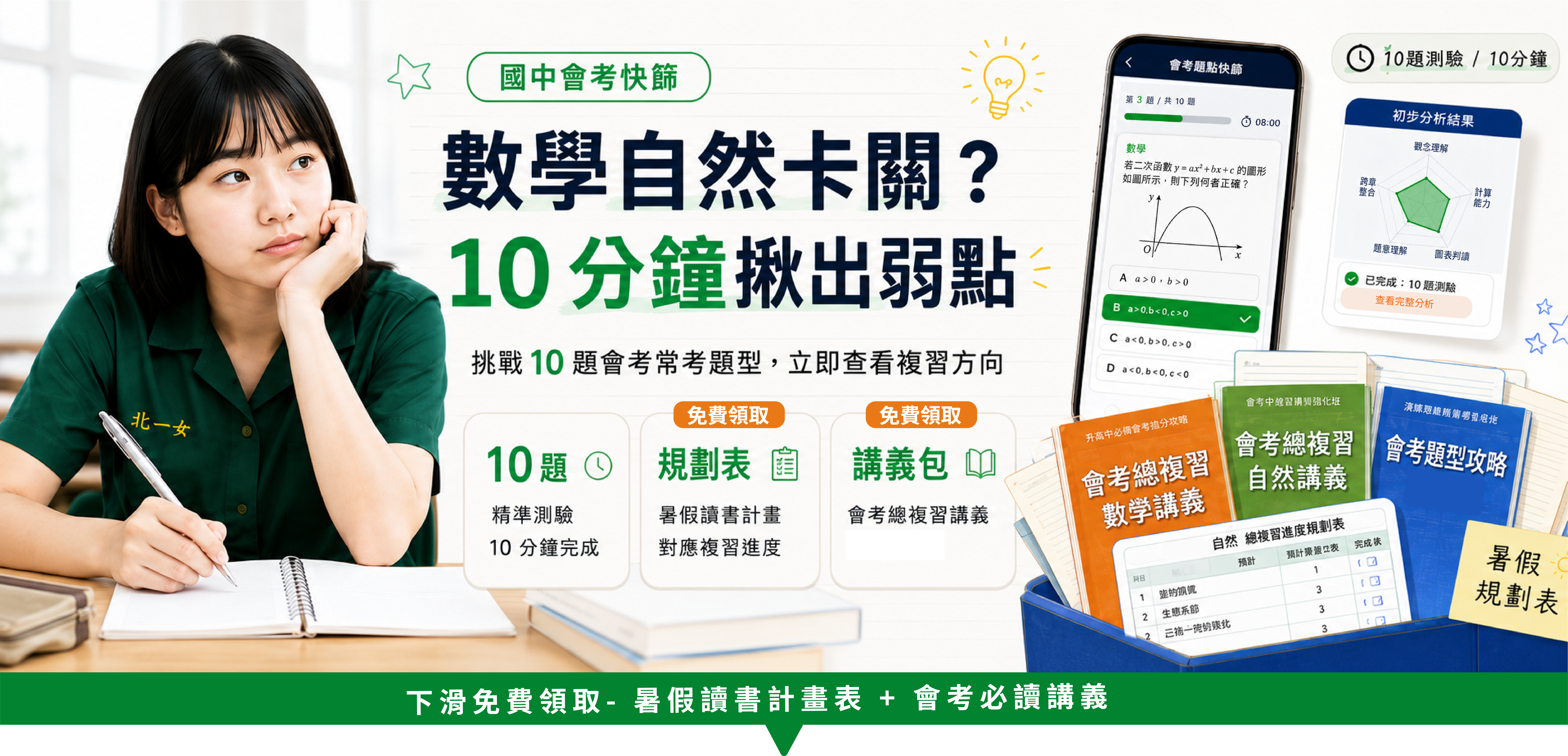 數學自然卡關？10 分鐘揪出弱點，挑戰 10 題會考常考題型